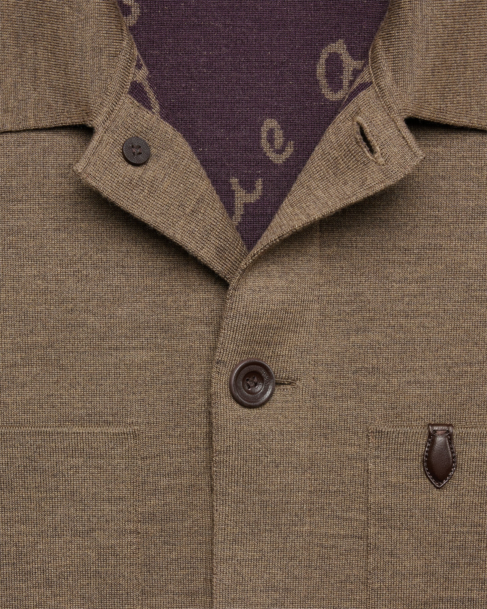 Knitted Overshirt with Leather Details, Bronze Melange, Image 4