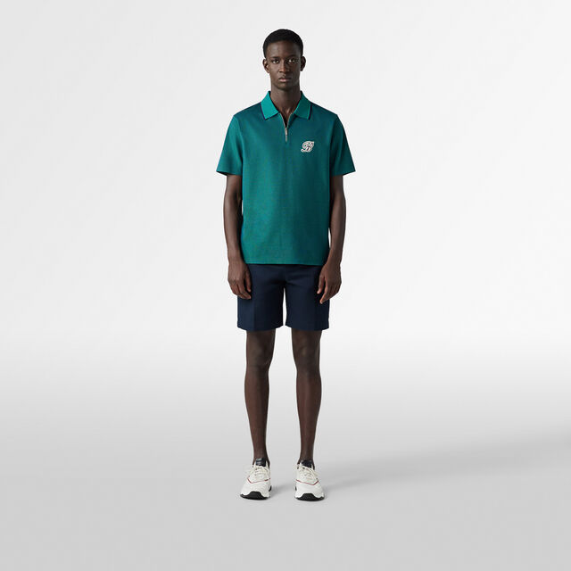 Active Gradient Zipped Polo Pique, LEISURE VALLEY GREEN, hi-res 3