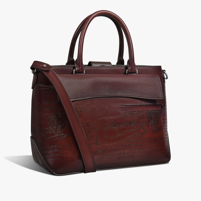Toujours Xs Pocket Scritto Leather Tote Bag, LEGNO BRUCIATO, hi-res 2