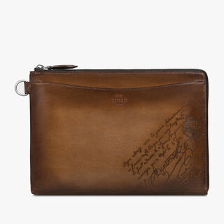 Pochette Nino GM En Cuir Scritto Swipe, DUNA, hi-res