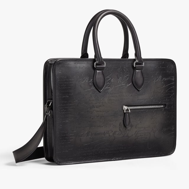 Un Jour Mini Scritto Leather Briefcase, NERO GRIGIO, hi-res 6