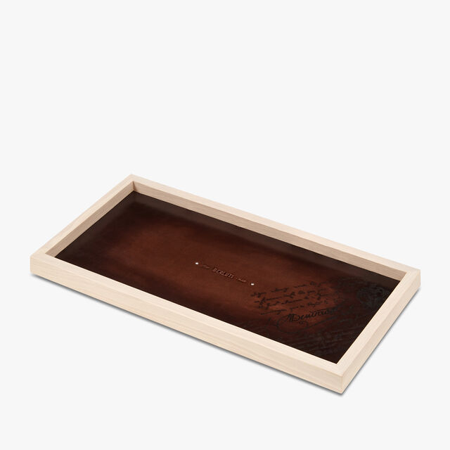 Wood And Leather Rectangular Change Tray, Leather Change Tray