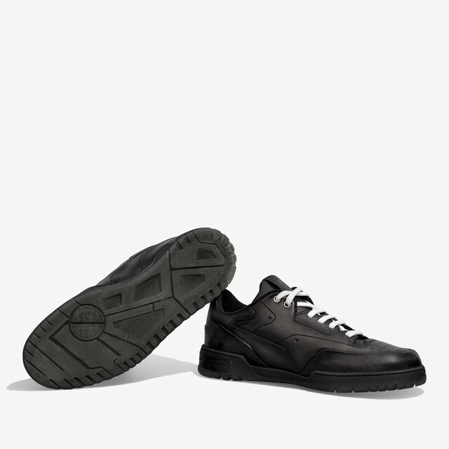 Sneaker Playoff En Cuir Scritto, FULL BLACK, hi-res 4