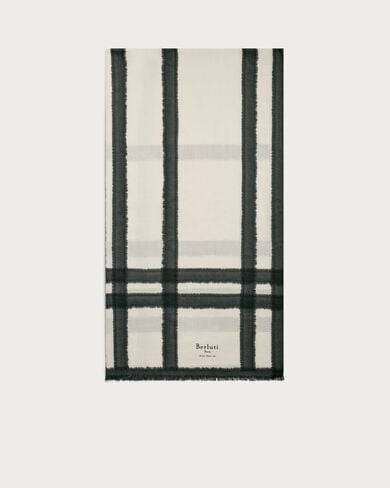 Patina Checks Scarf, Blue Smoke, hi-res