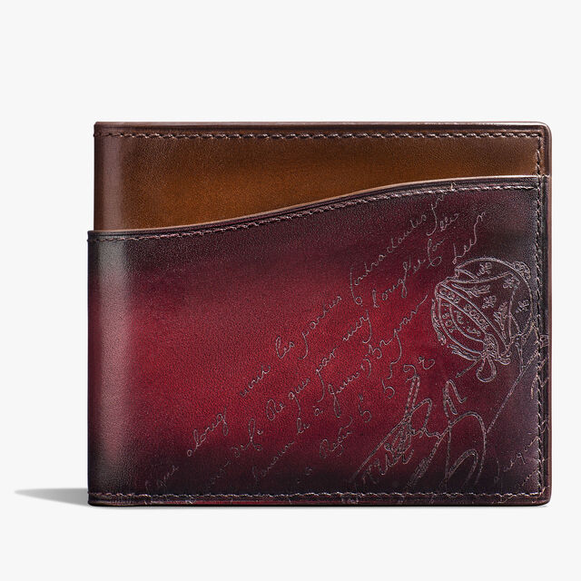 Makore Slim Gradiant Scritto Leather Compact Wallet, ST EMILION + CACAO INTENSO, hi-res 1