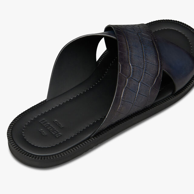 Sifnos Alligator And Leather Sandal, NERO BLU, hi-res 5