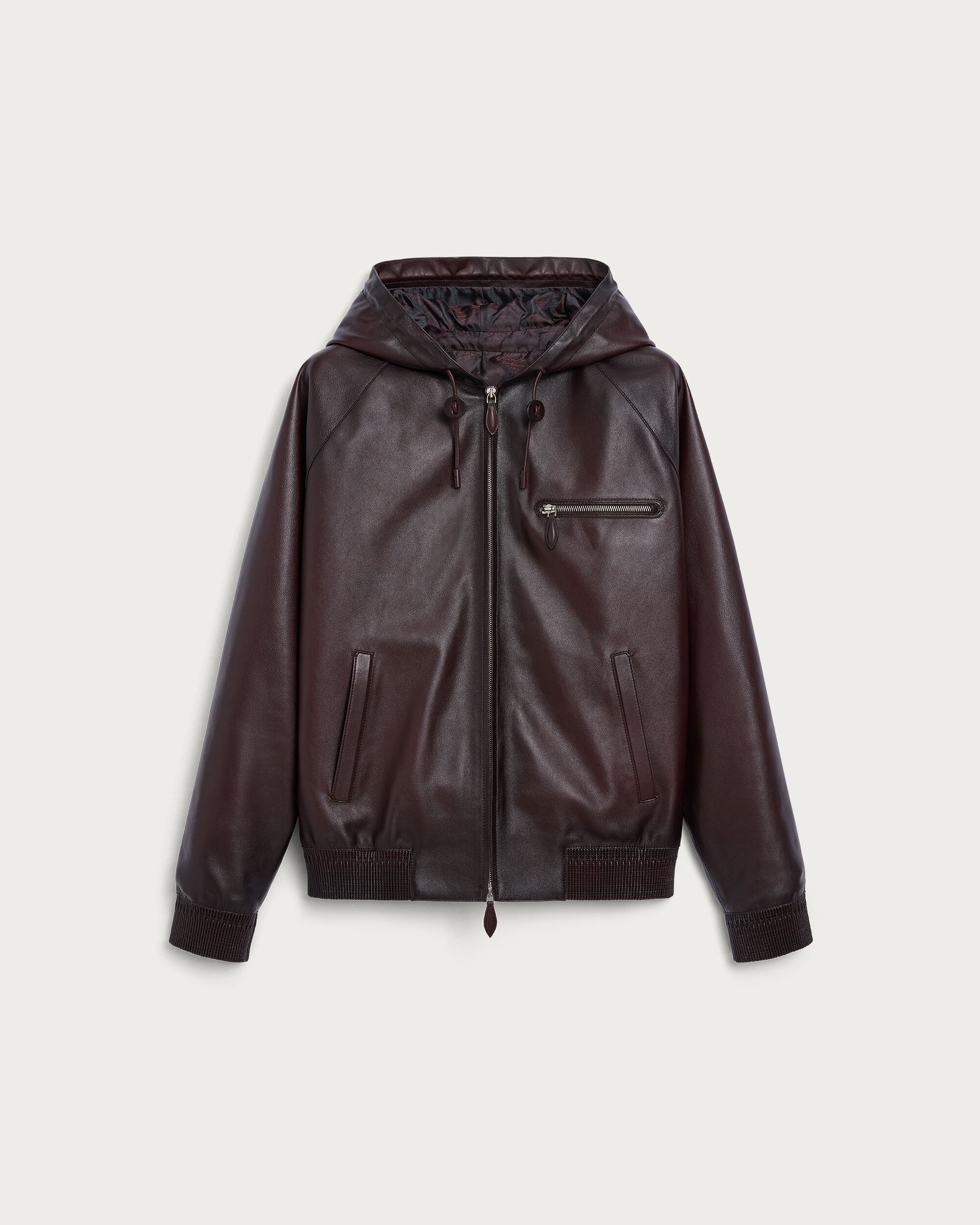 Leather Patina Un Jour Hooded Blouson, Fondant, hi-res