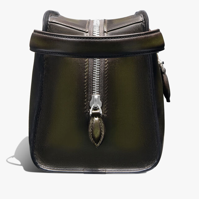 Morning Scritto Leather Toiletry Pouch, NERO CAVIAR + SAVANA, hi-res 4