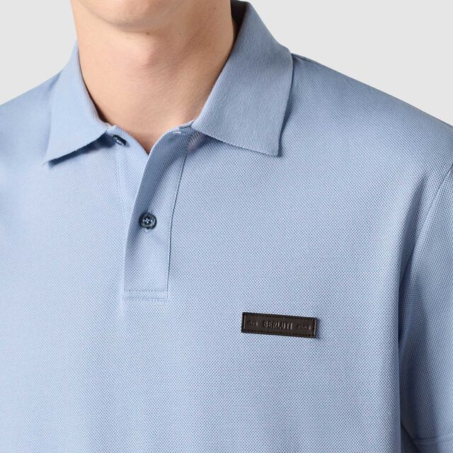 Polo Piqué Avec Détail En Cuir, PALE BLUE, hi-res 5