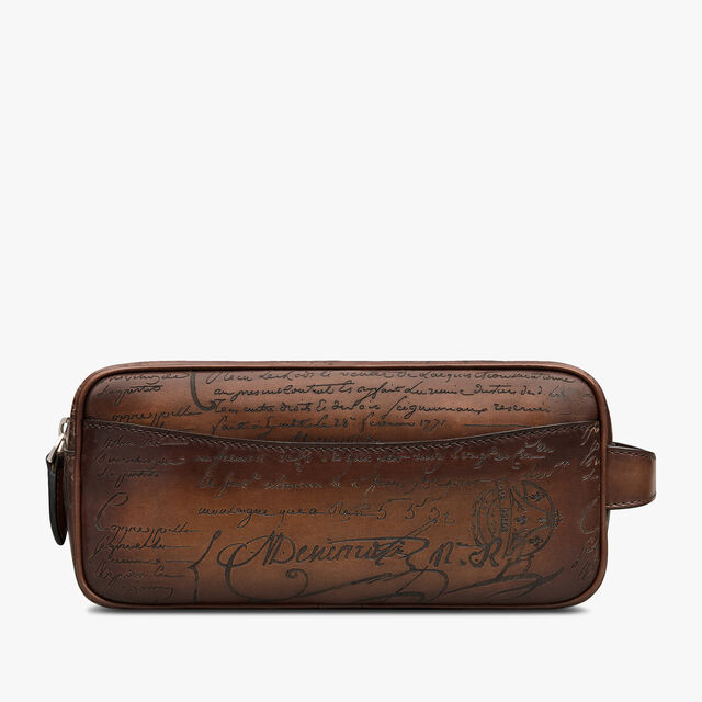 Formula 1003 Scritto Leather Pouch, CACAO INTENSO, hi-res 3