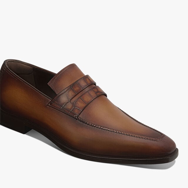 Andy Demesure Neo Venezia Calf Leather And Alligator Loafer, CACAO INTENSO, hi-res 5