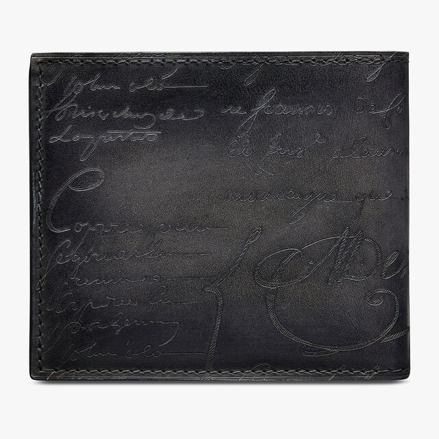 Makore Scritto Leather Wallet, NERO GRIGIO, hi-res 2