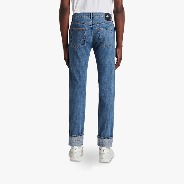 Denim Trousers With Scritto, SNOW BLUE, hi-res 3