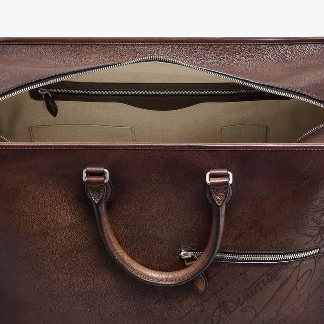 Overnight Scritto Leather Travel Bag, SOFT BROWN, hi-res 10