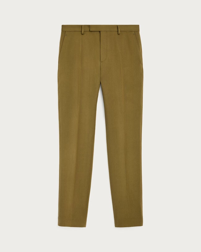 Alessio Trousers with Leather Zip-puller, Olive, hi-res