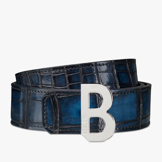 Signature Alligator Leather Belt, NERO BLU, hi-res