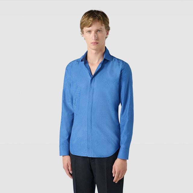 Chemise Andy En Coton Et Soie Scritto, BLUE HAWAI, hi-res 2