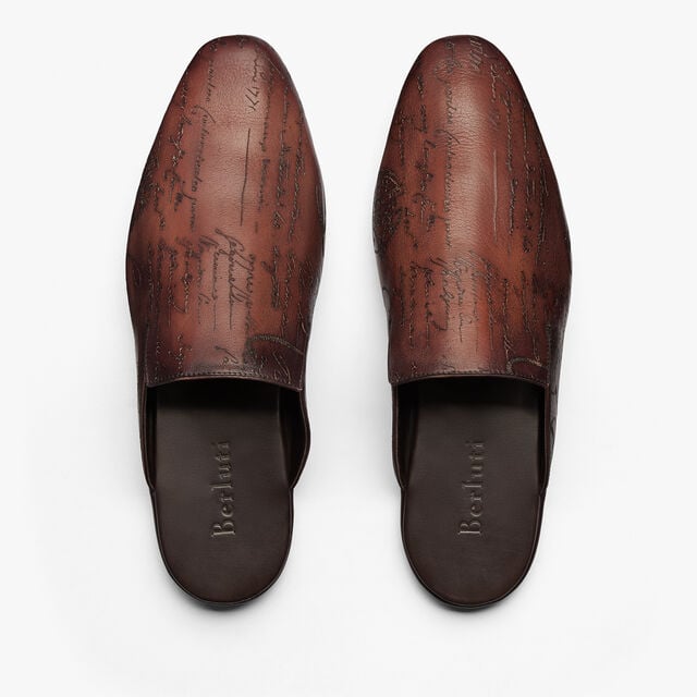 Cyrus Scritto Leather Slipper, TABACCO, hi-res 3
