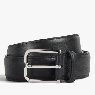 Essence 35 mm Belt In Grained Calf Leather, BLACK, hi-res