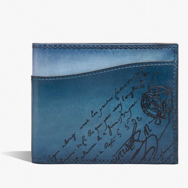 Makore Slim Scritto Leather Compact Wallet, IRIS, hi-res 1