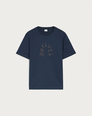 ベルルッティ レザー スタッズ Tシャツ, Marine, hi-res