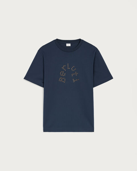 Berluti Leather Studs T-shirt, Marine, hi-res