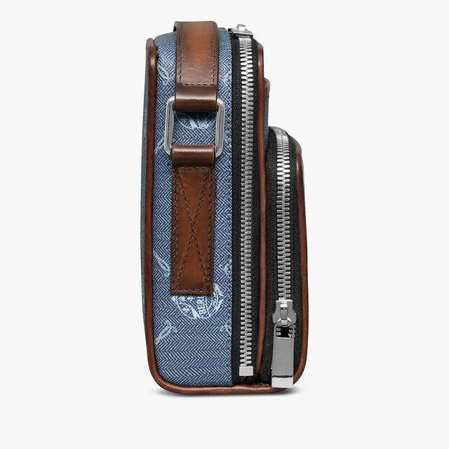 Miles Canvas and Leather Messenger, BLUE CHEVRON+CACAO INTENSO, hi-res