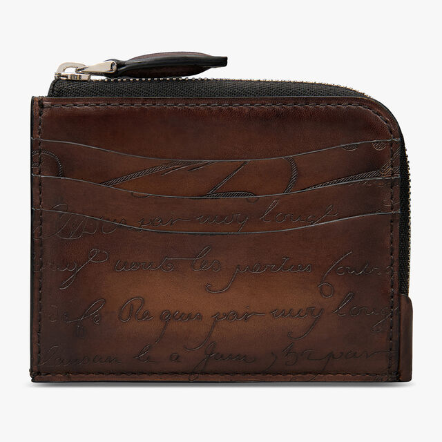 Koa Logic Scritto Leather Zipped Card Holder, CACAO INTENSO, hi-res 1