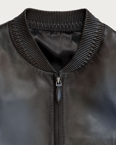 Leather Patina Un Jour Bomber, Fiamma Iron Blue, hi-res