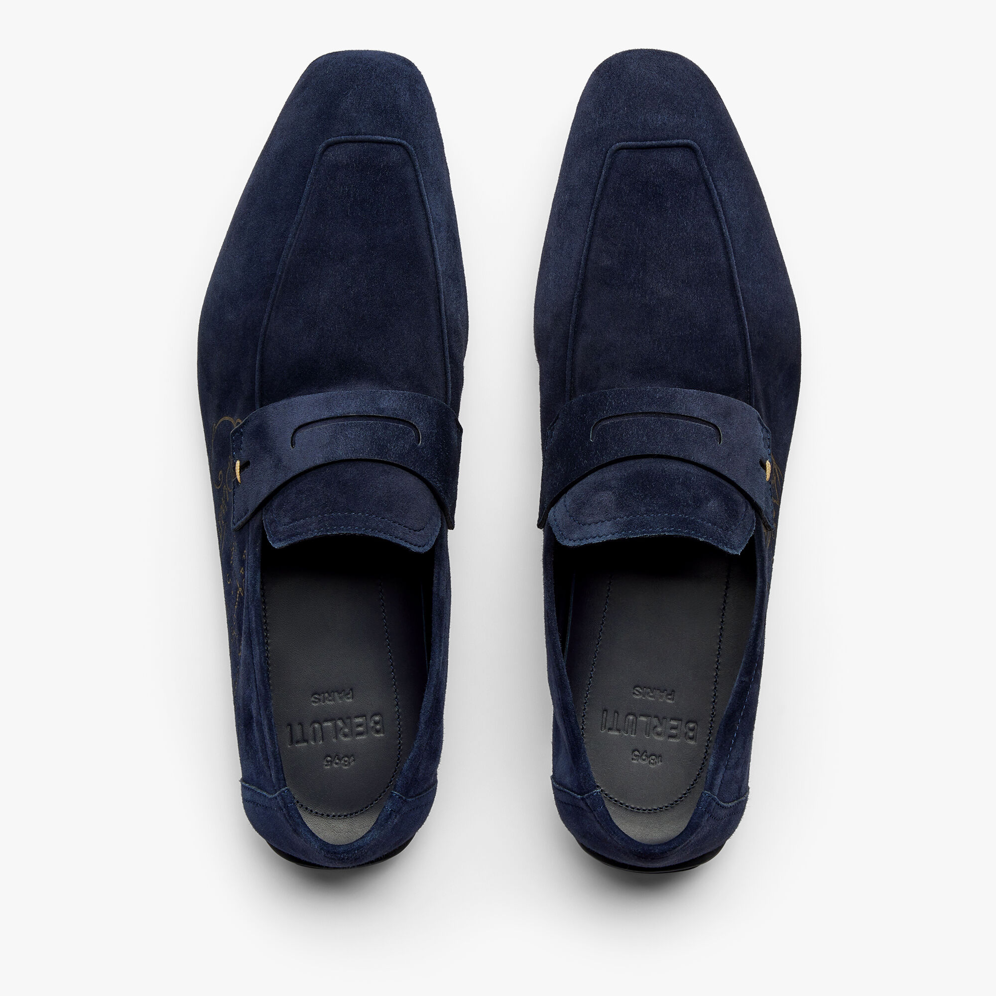 Lorenzo Drive Scritto Camoscio Leather Loafer, NAVY, hi-res 4