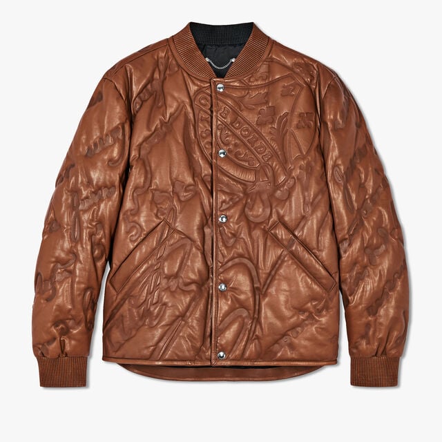 Quilted Leather Scritto Bomber, HASELNUT, hi-res 1