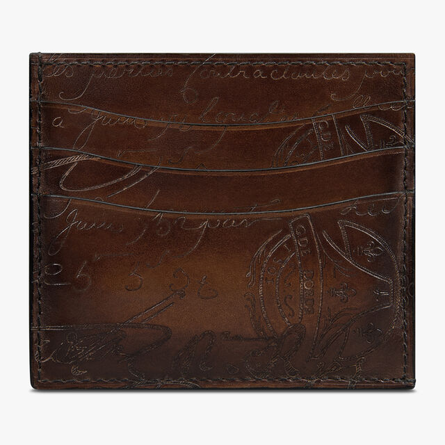 Porte-Cartes Bambou 6CC En Cuir Scritto, CACAO INTENSO, hi-res 1