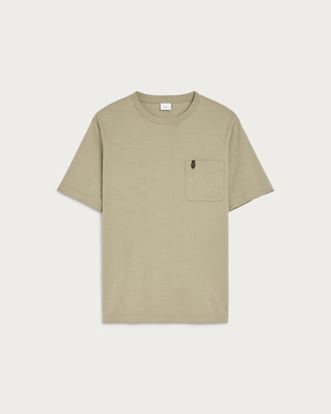 Pocket T-shirt with Leather Detail, Salvia, hi-res