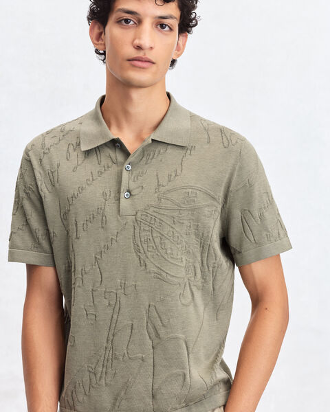 Diagonal Scritto Pattern Polo, Salvia, hi-res