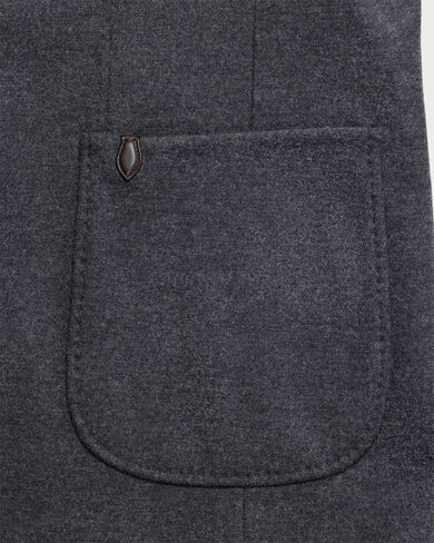 Jersey Jacket with Leather Details, Dark Grey Melange, hi-res