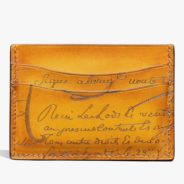 Bambou Scritto Leather Card Holder, MIMOSA, hi-res 2