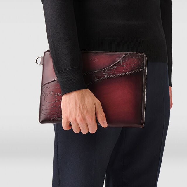 Nino GM Scritto Leather Clutch, SAINT EMILION, hi-res 8
