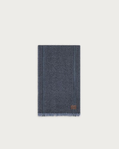 Scarf with Braided Leather, Blue Charcoal, hi-res