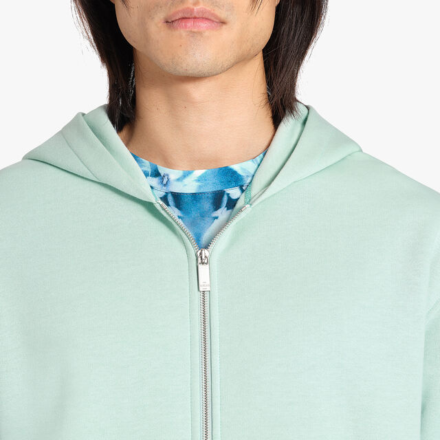 Embroidered Scritto Zip Up Hoodie, SAGE, hi-res 5