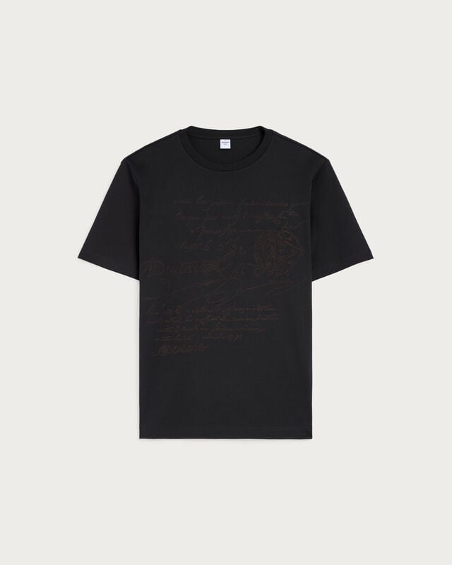 Scritto Embroidery T-shirt, Marine, hi-res