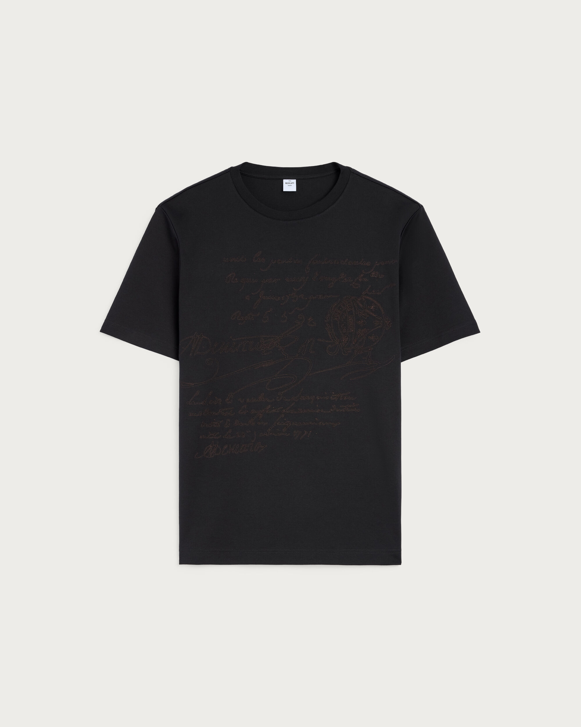 Scritto Embroidery T-shirt, Marine, hi-res