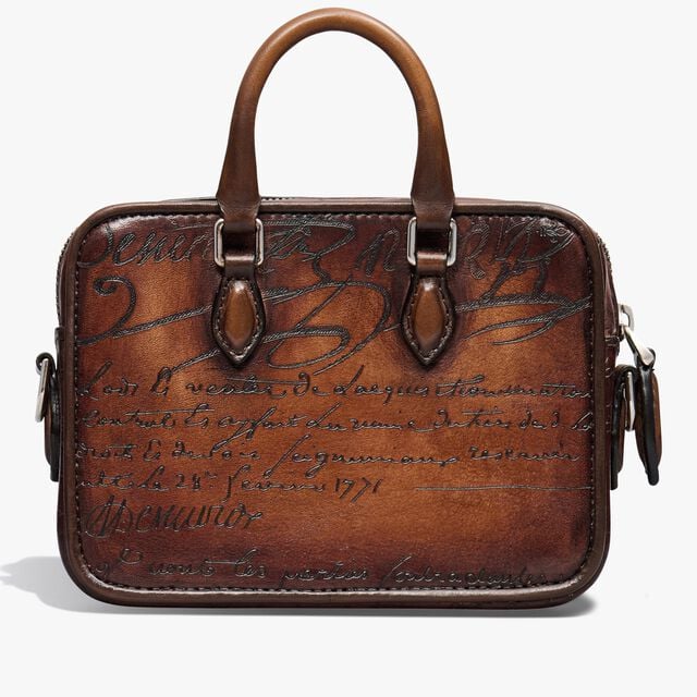 Un Jour Nano Scritto Leather Pouch, CACAO INTENSO, hi-res 2