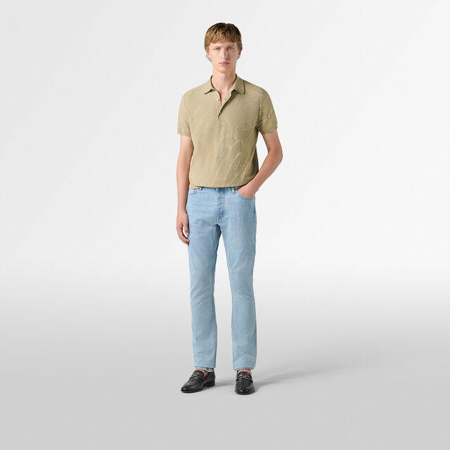 Cotton Silk Scritto Pique Polo, RIVER SAND, hi-res 4