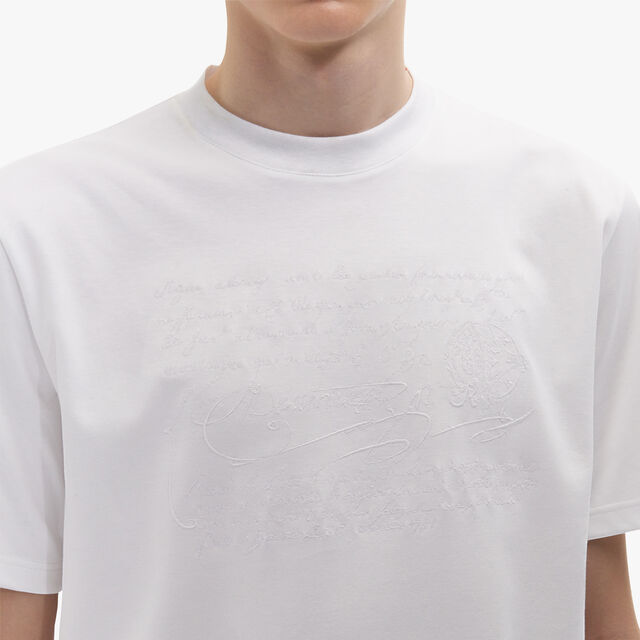 Embroidered Scritto T-Shirt, BLANC OPTIQUE, hi-res 5