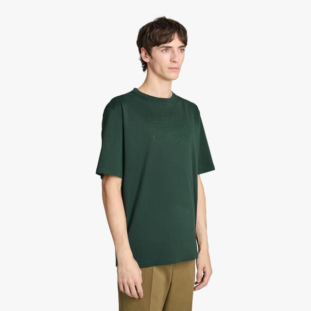 Embroidered Scritto T-Shirt, DEEP GREEN, hi-res 2