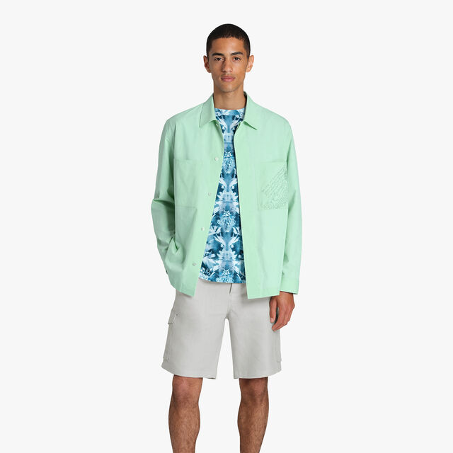Cotton Workwear Overshirt With Scritto Pocket, SAGE, hi-res 3