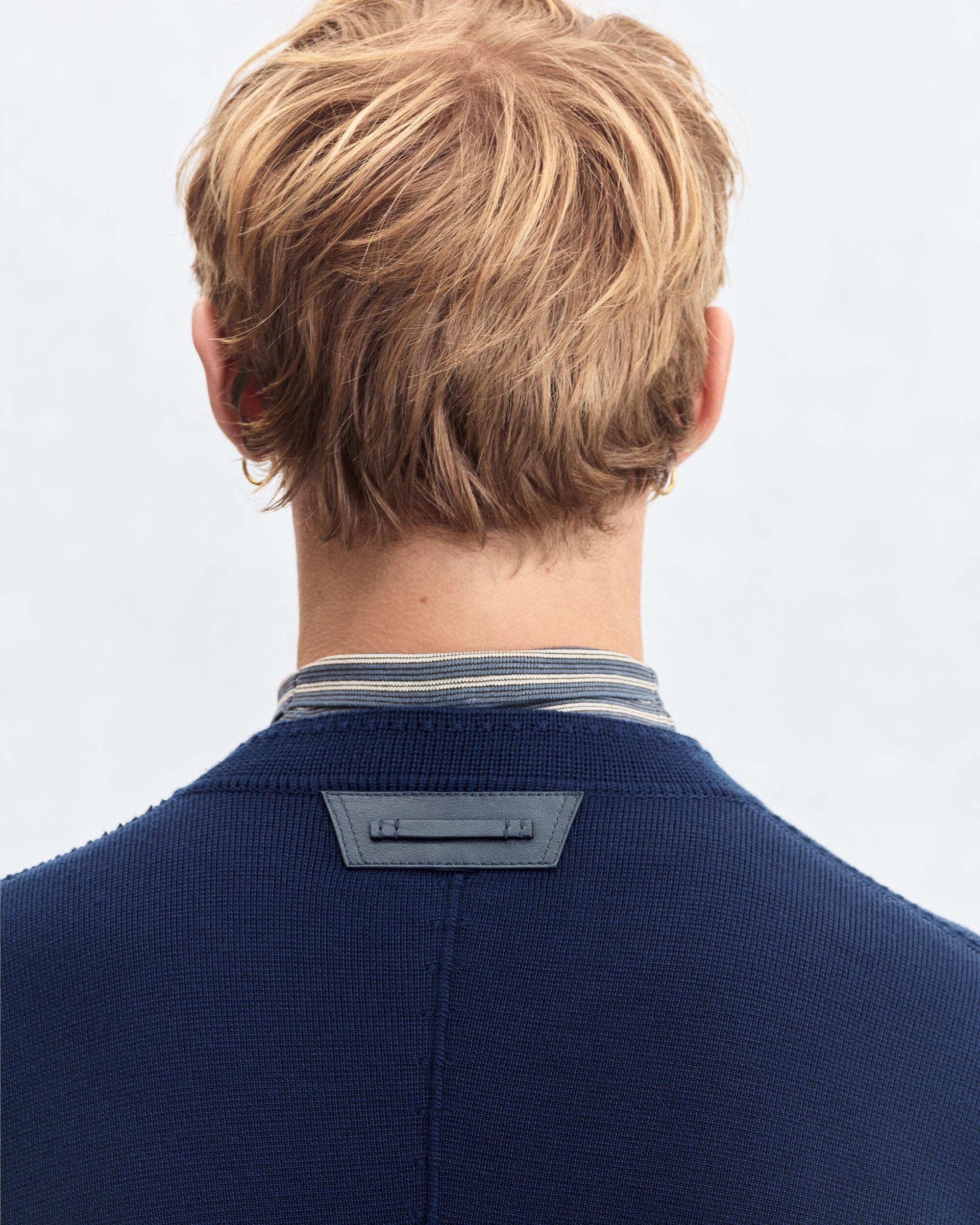 Bicolor Knitted Foresti&egrave;re with Leather Details, Navy & Purple, hi-res