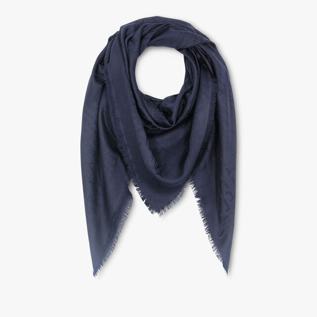 WOOL & SILK SCRITTO SCARF, COLD NIGHT BLUE, hi-res 2