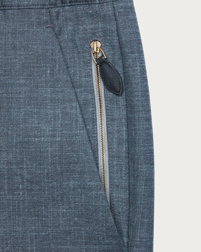 Fast Track Jogpants with Leather Zip-puller, Steel Blue & Cloudy Blue, hi-res