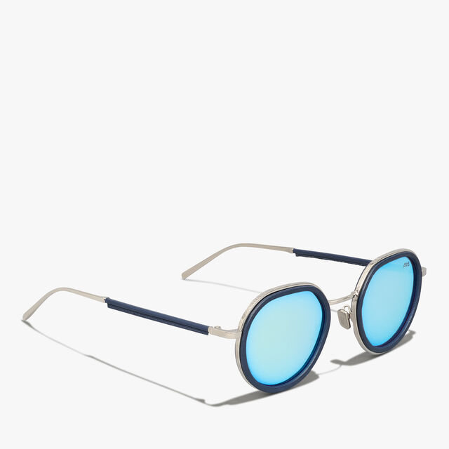 Centaury Metal And Leather Sunglasses, NAVY + AZURE, hi-res 2